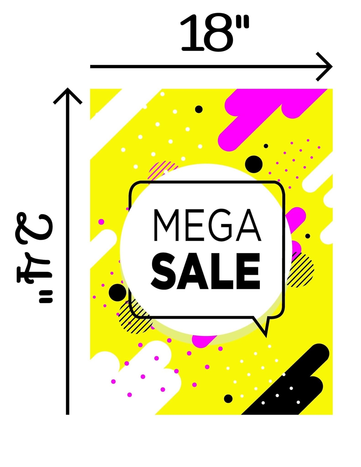 Mega Sale | Retail Window Display Sign | 18″W x 24″H