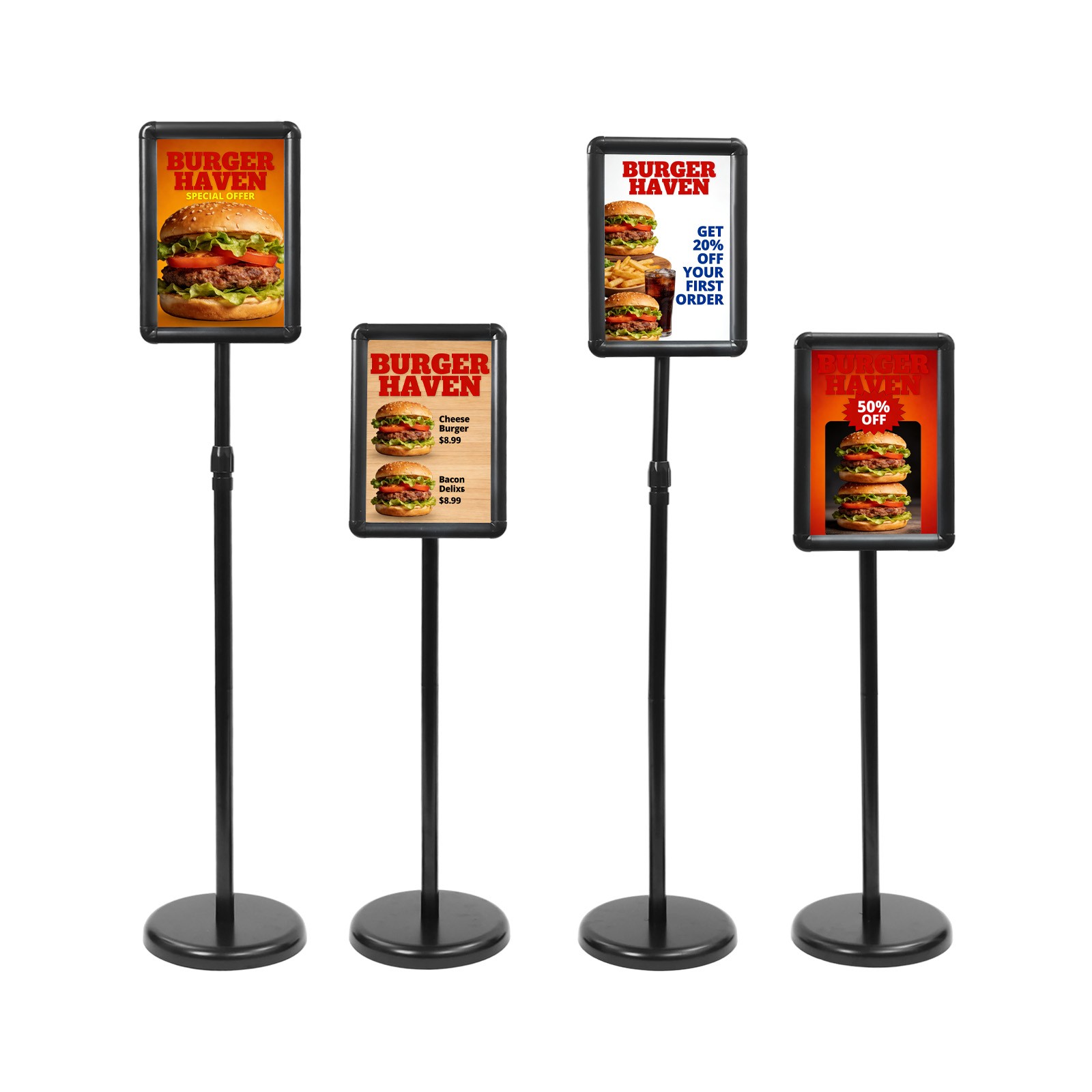 4 Packs Sign Stands Adjustable Floor Standing Sign Holder Pedestal Poster Stand