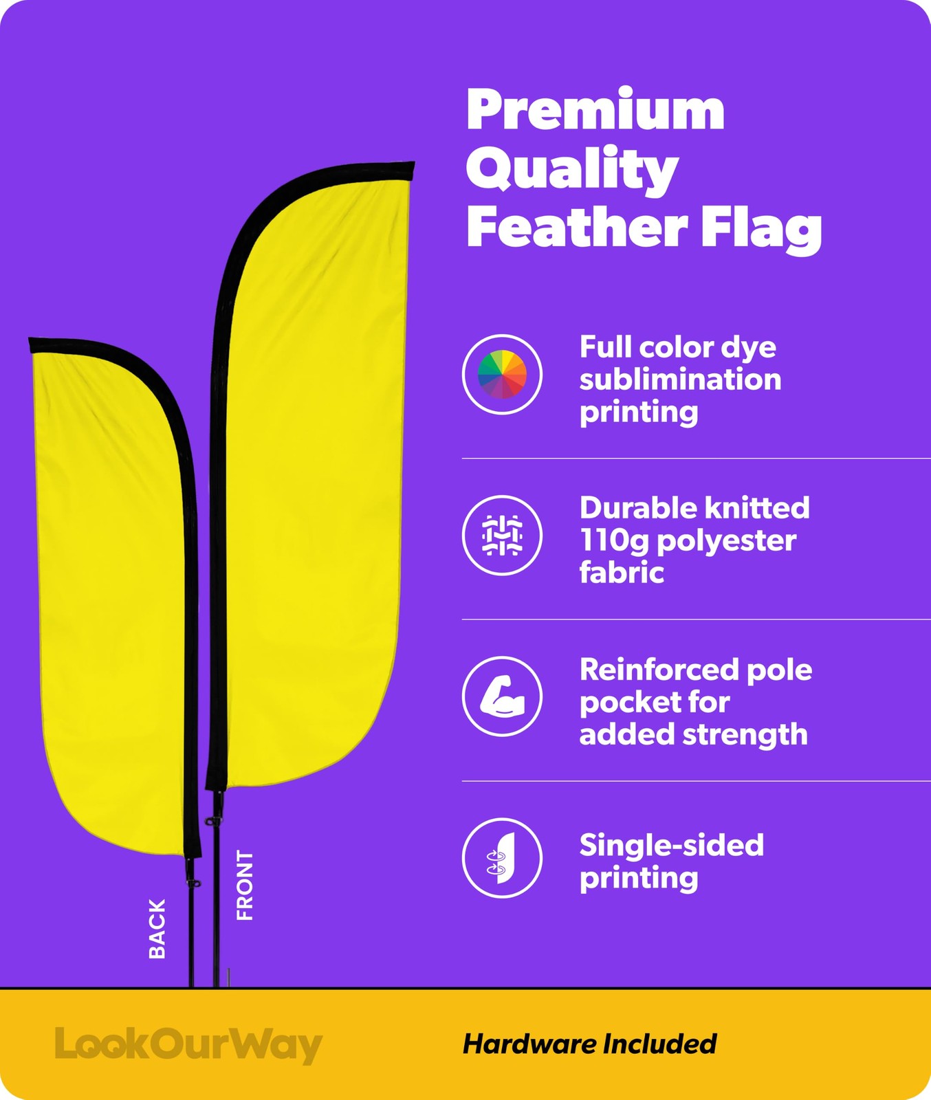 Lookourway Feather Flag Pole Kit – 7 Feet Tall Advertising Flag Banner