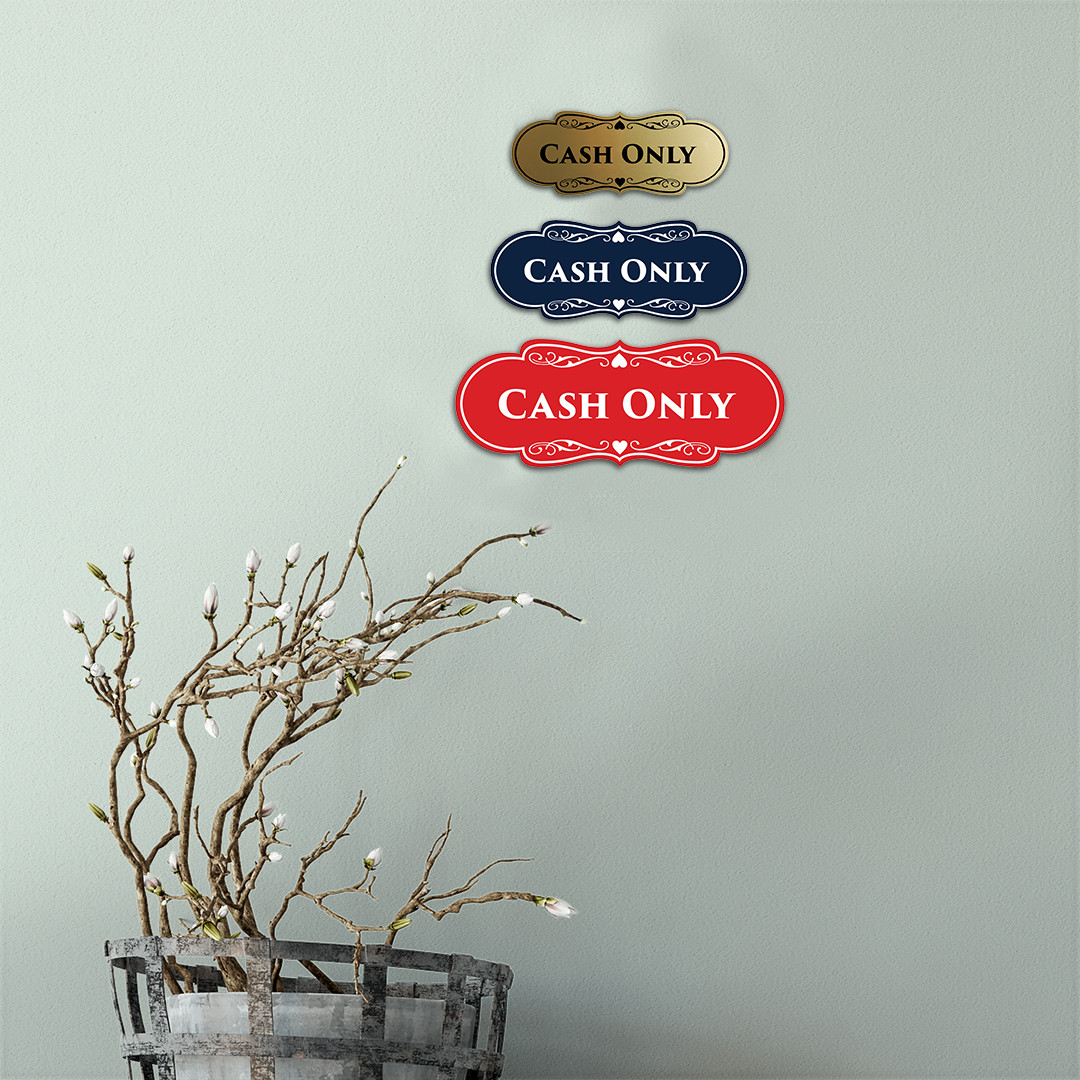Designer Cash Only Wall or Door Sign