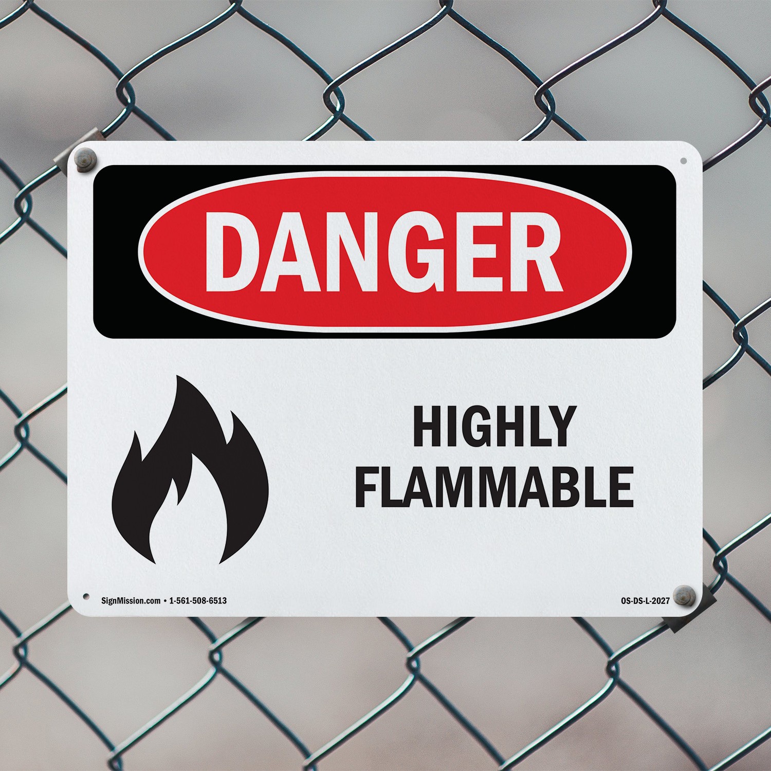 Highly Flammable OSHA Danger Sign Metal, Plastic, Or Decal – 5 or 10 Pack