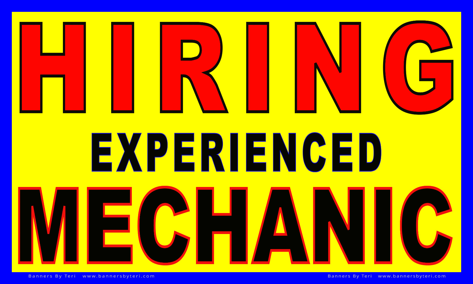 HIRING MECHANIC Banner With VARIATIONS – Vinyl Signs – Fast Ship – DURABLE-USA