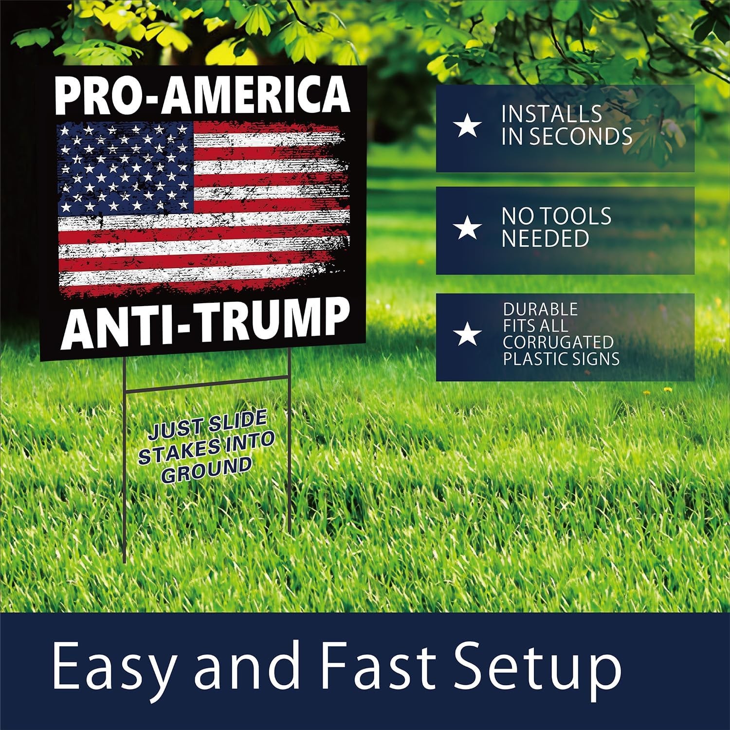 anti Trump Yard Sign Double Sided Corrugated Plastic Outdoor Lawn Ga
