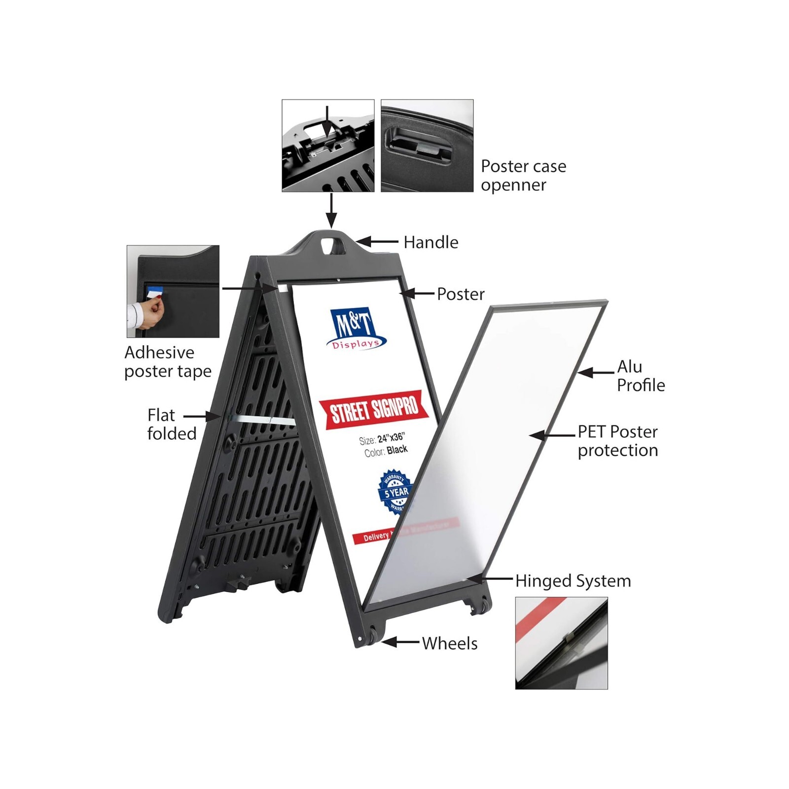 Double Sided Black A-Frame Sandwich Board Street SignPro 24×36″ (Lot 3)