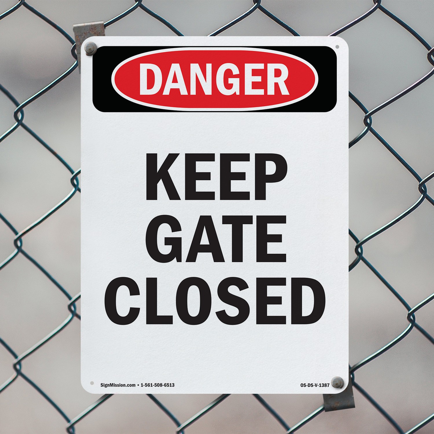 Portrait Keep Gate Closed OSHA Danger Sign Metal Plastic Or Decal – 5 or 10 Pack
