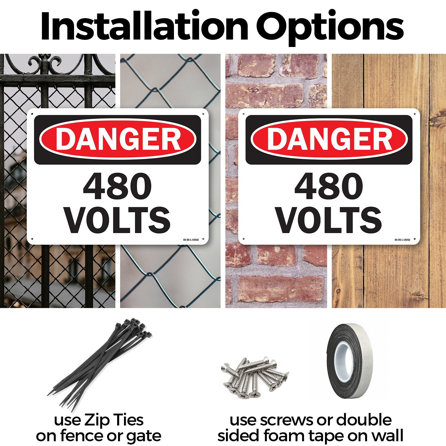 480 Volts OSHA Danger Sign Metal, Plastic, Or Decal – 5 or 10 Pack