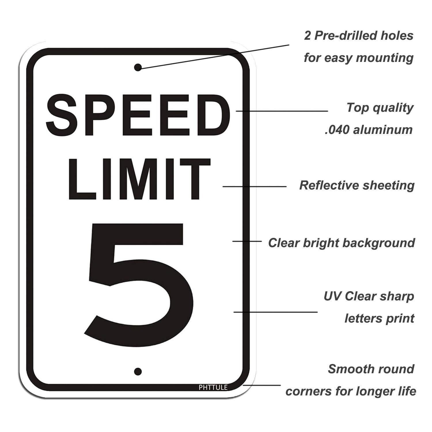 Speed Limit 5 MPH Sign 2 Pack 12 x 18 inches Slow Down Sign Reflective 40Mil …
