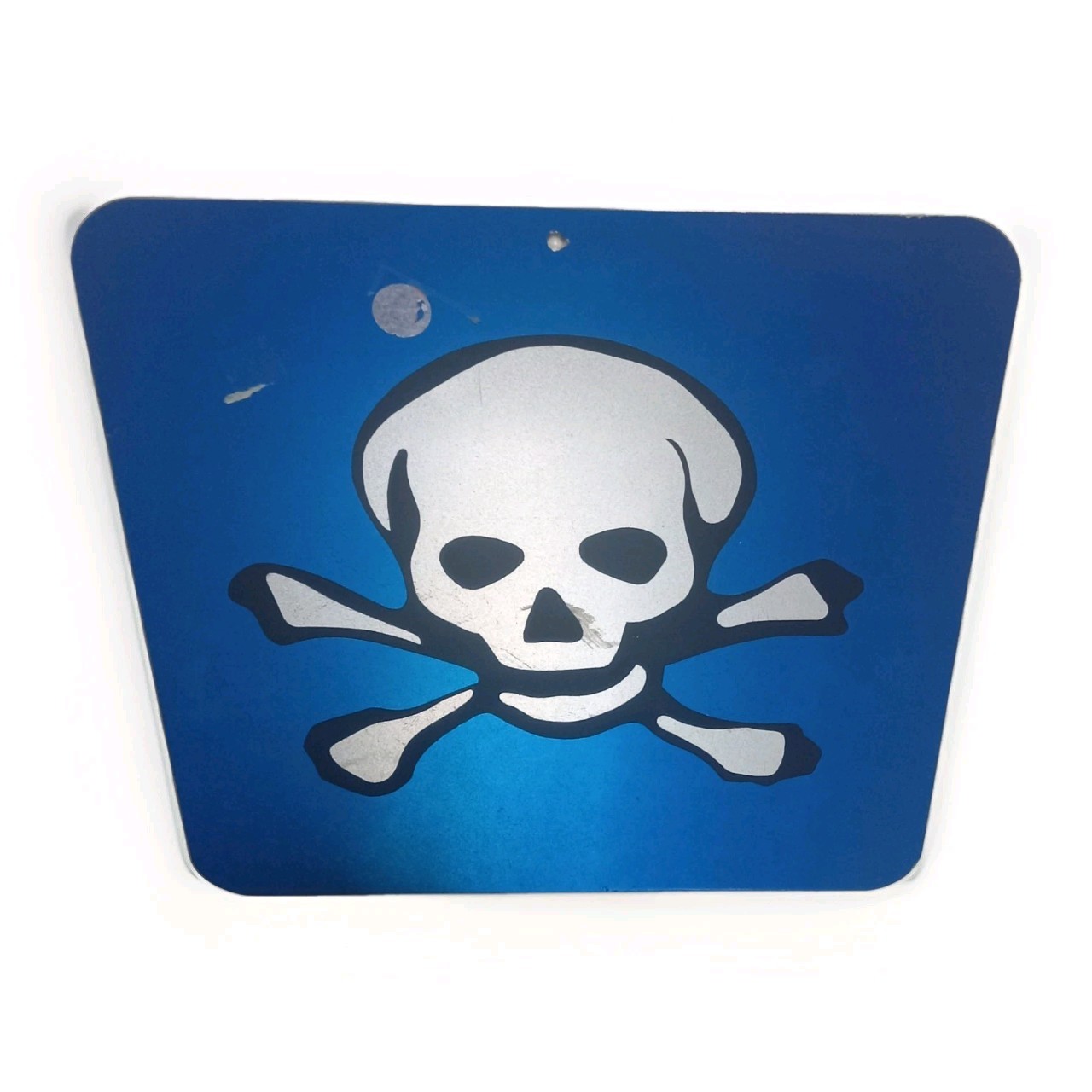 Vintage Skull Reflective Danger Hazard Warning Sign 12″ x 12″ Blue