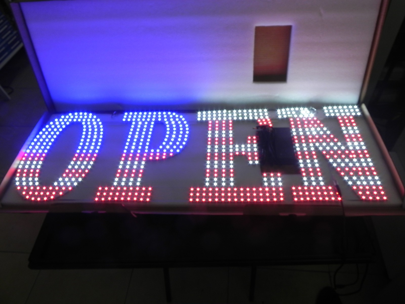 American Flag Ultra Bright 40″x14″ Large LED Open Sign Hanging Installation