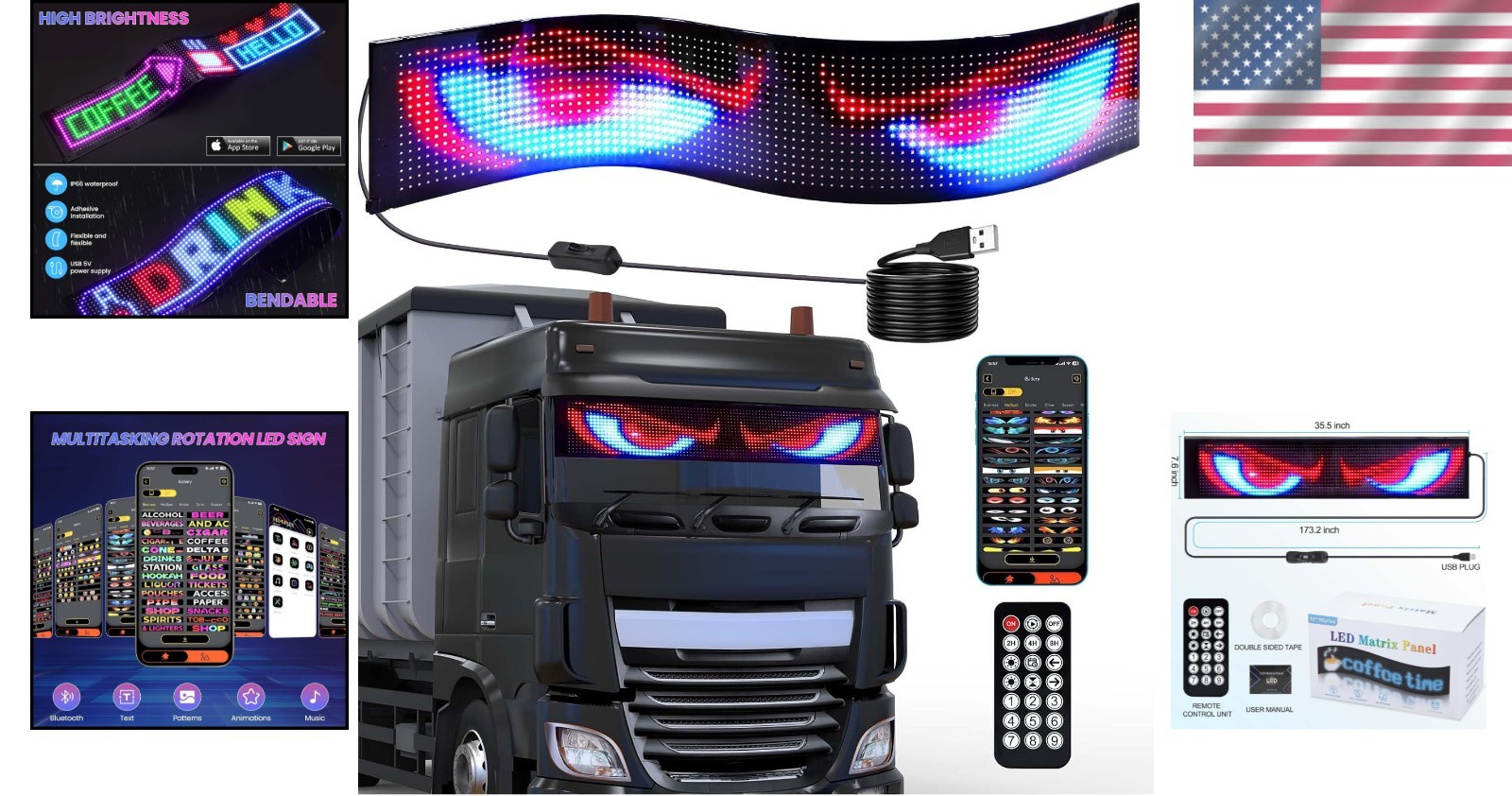 Waterproof LED Sign, 35.5”x7.6” Flexible Eye Lamp for Indoor/Outdoor Use