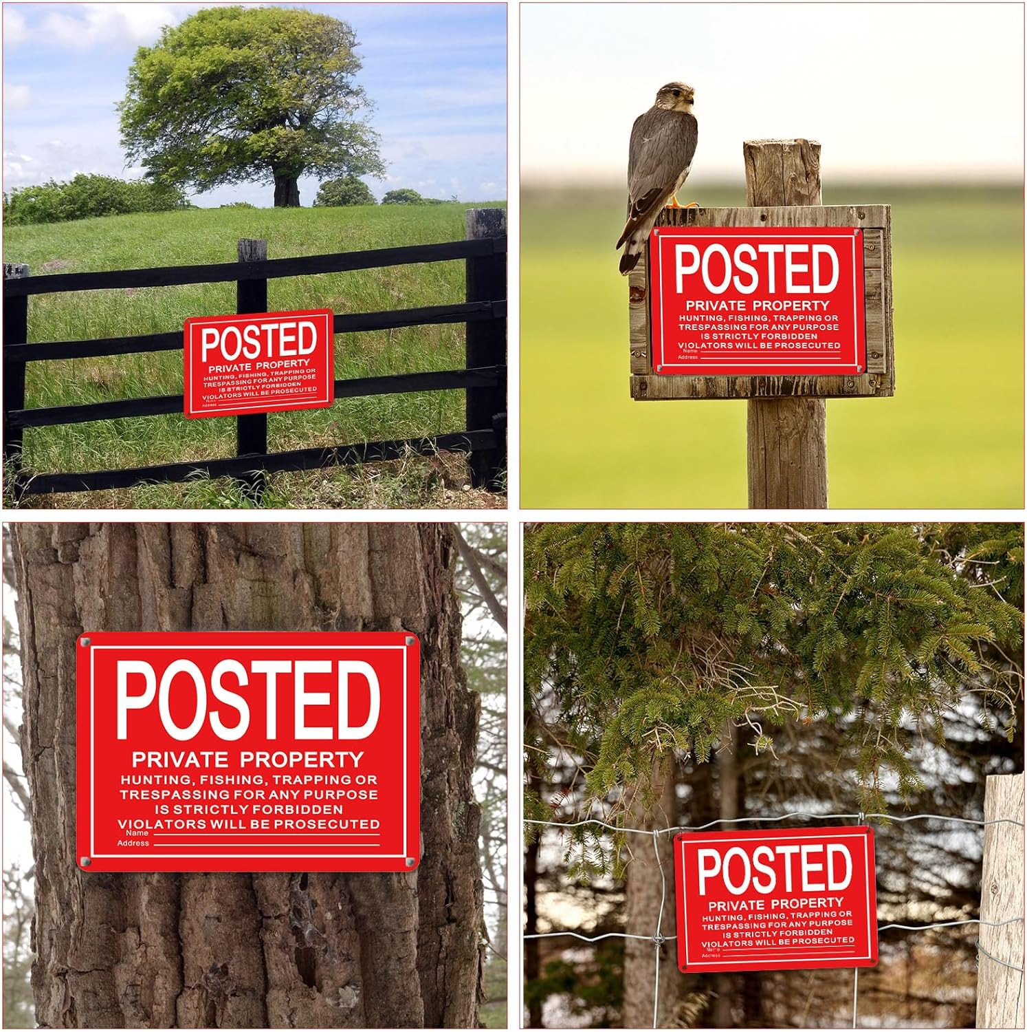 8 Pcs Posted No Trespassing Signs Private Property 10 X 7 Inch Metal No Hunting