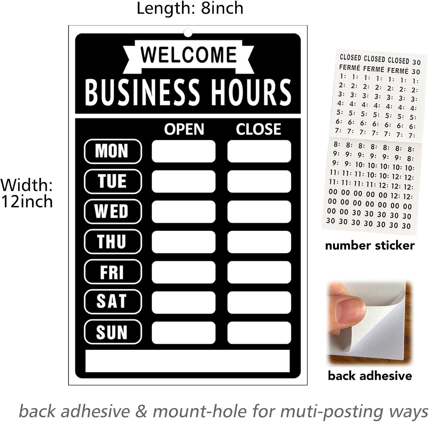 Professional Business Hours Sign Set with Open/Closed Decisions for Any Business