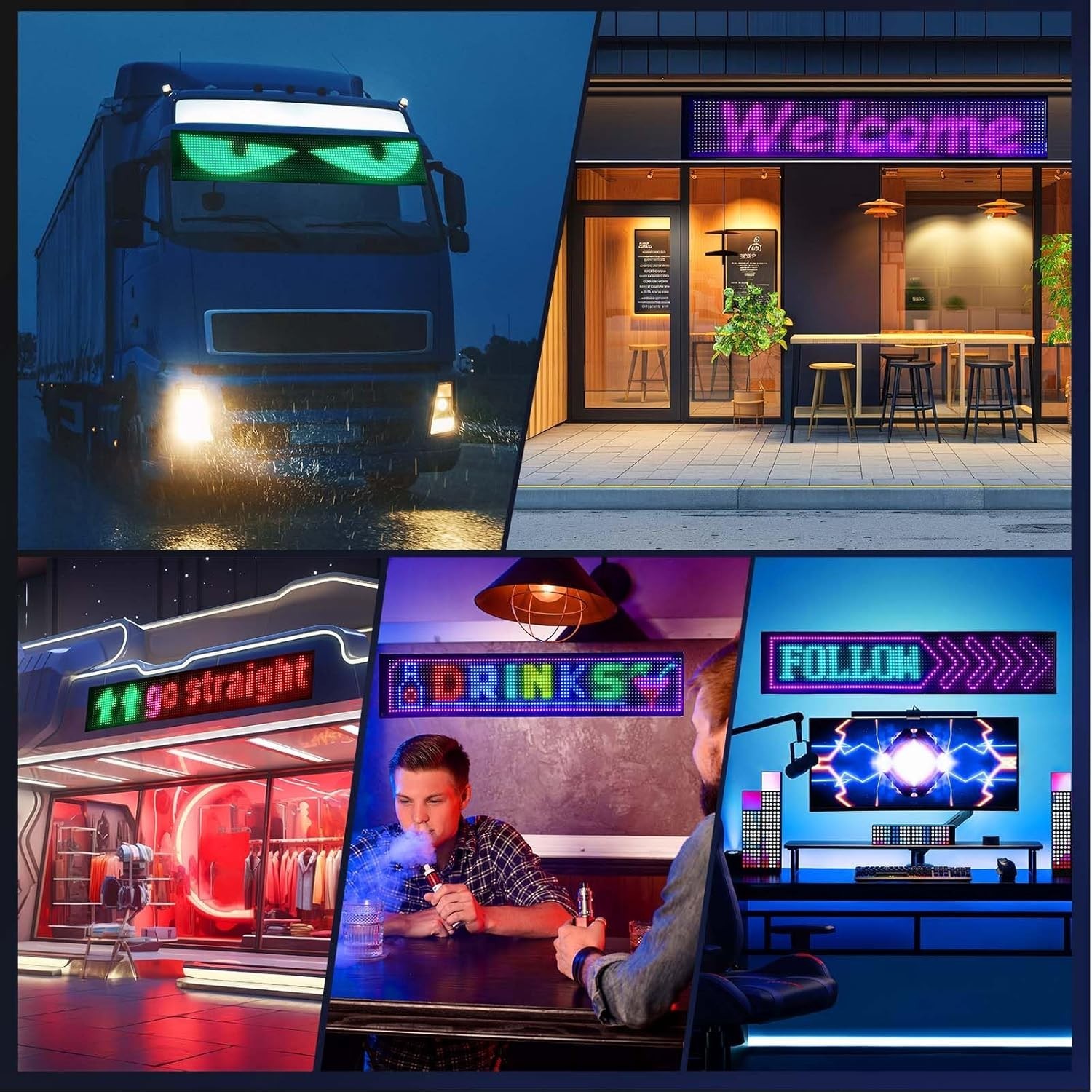 Waterproof LED Sign, 35.5”x7.6” Flexible Eye Lamp for Indoor/Outdoor Use