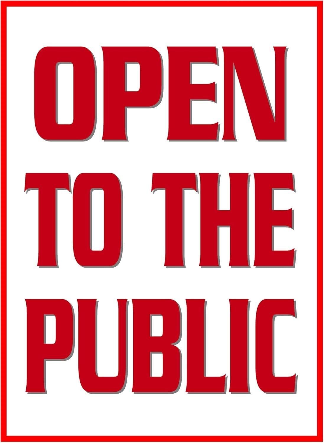 Open To The Public Retail Window Display Paper Signs | Pack of 6 | 18″w x 24″h