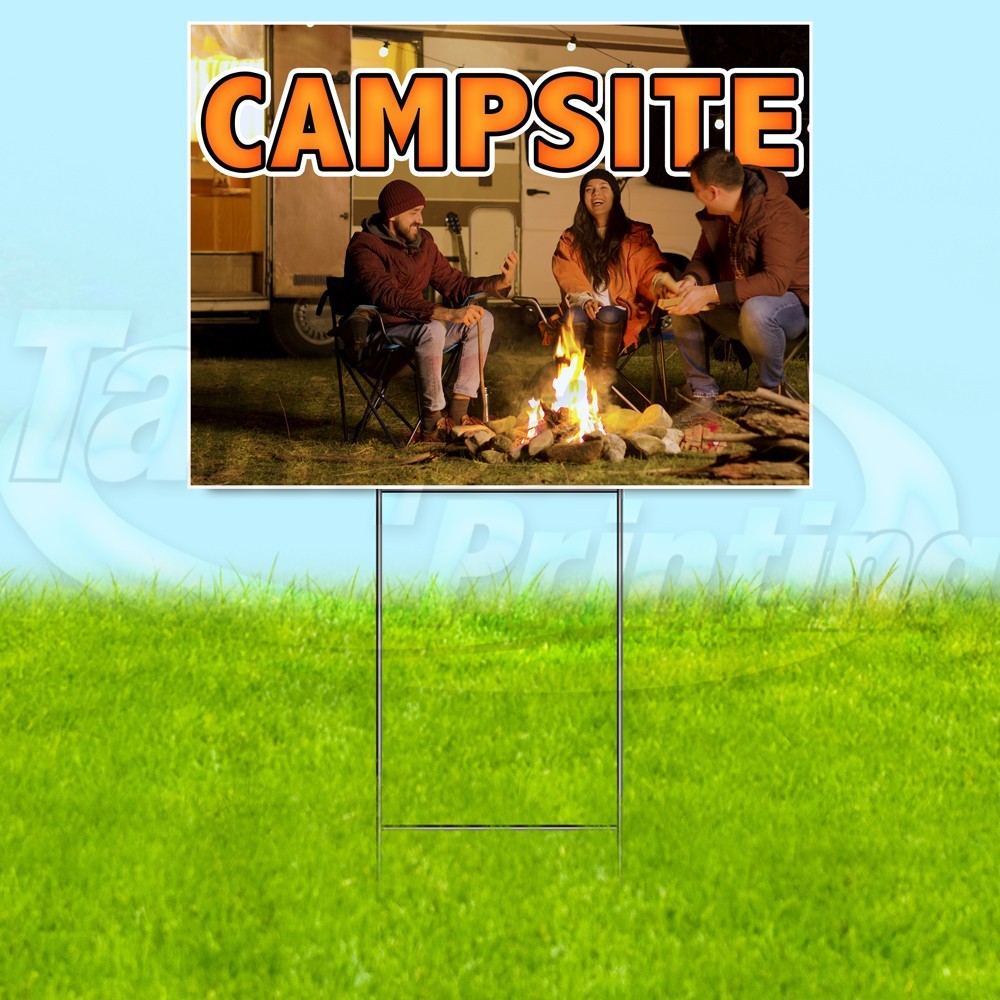 CAMPSITE 18×24 Yard Sign Camping Plastic Corrugated WITH STAKE USA YS07646