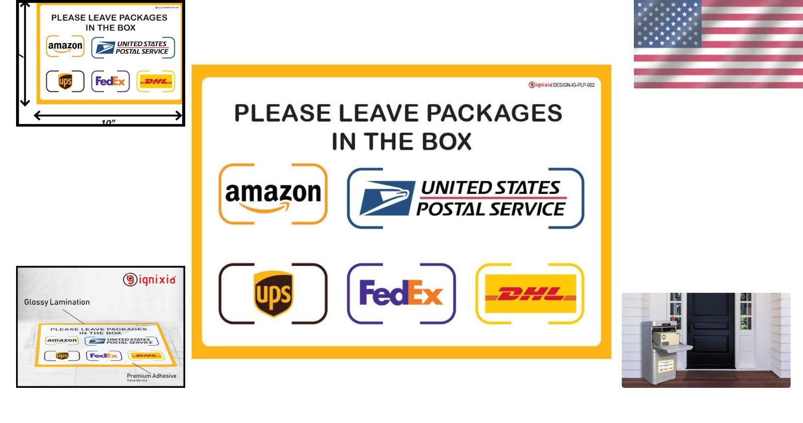 Decal Pack of 2: 10×7 Self-Adhesive Package Delivery Signs for Secure Drop-Off