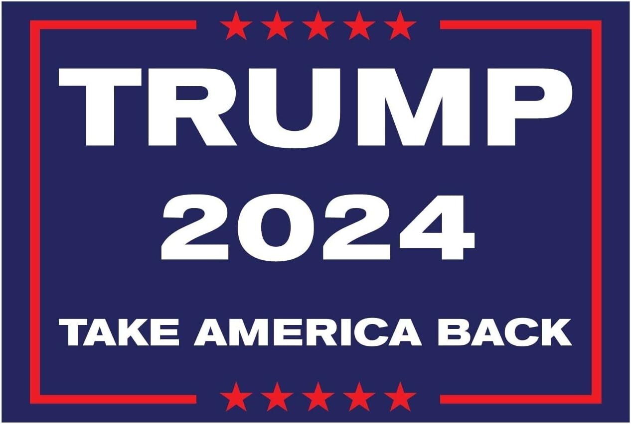 DONALD TRUMP 2024 POLITICAL CAMPAIGN YARD SIGN 18″x12″ W/STAKE DOUBLE SIDED USA