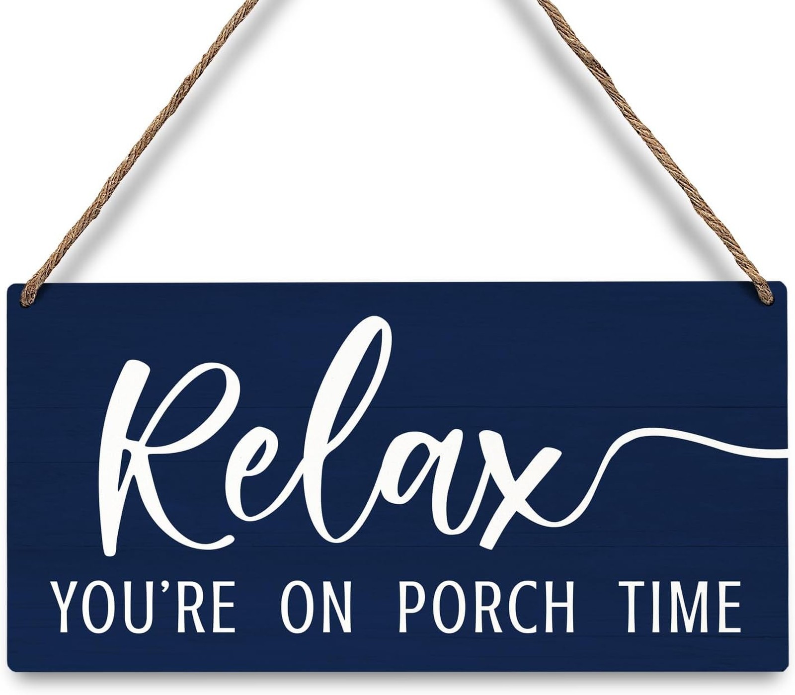 Relax Front Door Sign, Wood Hanging Wall Decor, 12×6 Inch Navy Blue Porch Sign