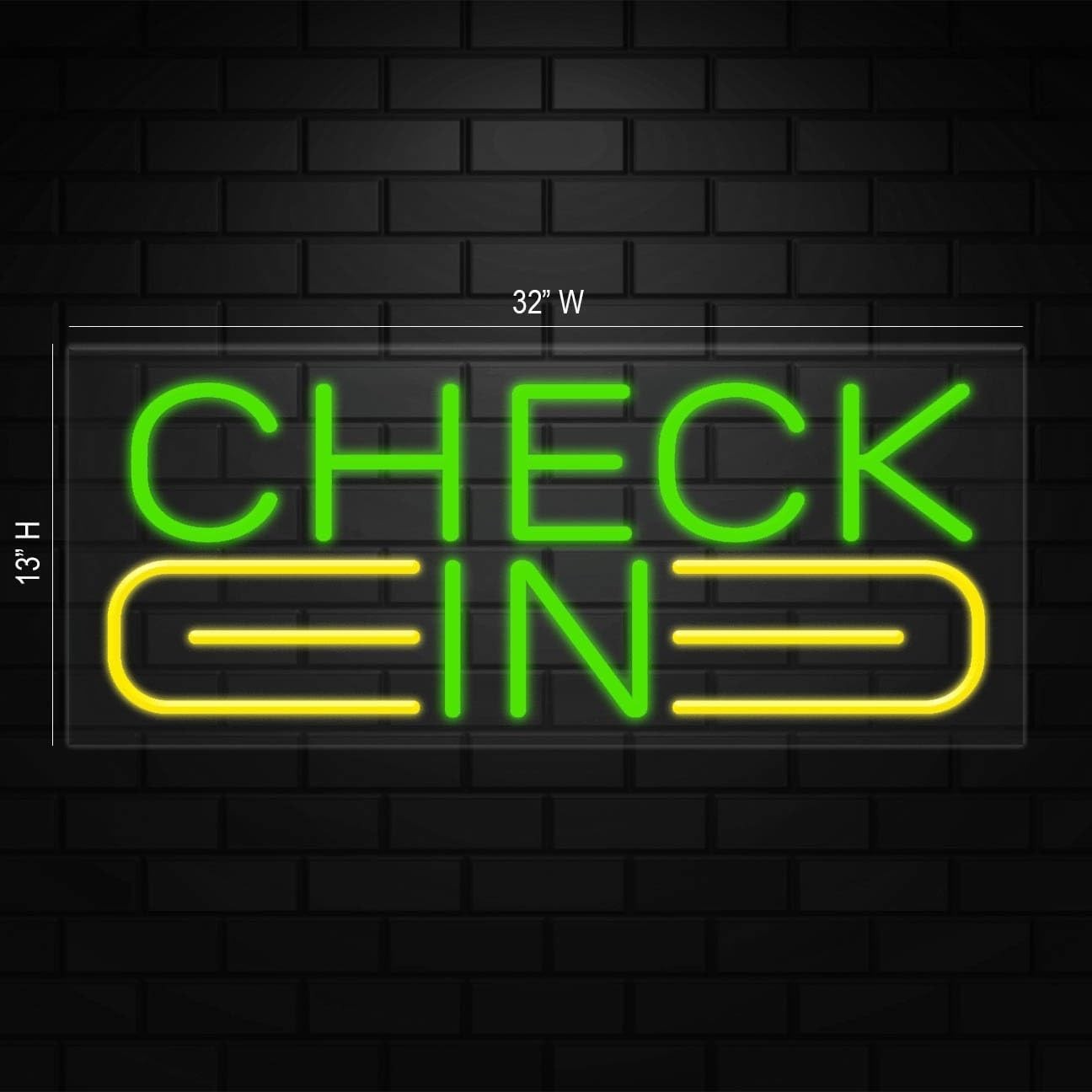 Check In Sign for Business Displays | LED Flex Neon | 32″W x 13″H x 1″D