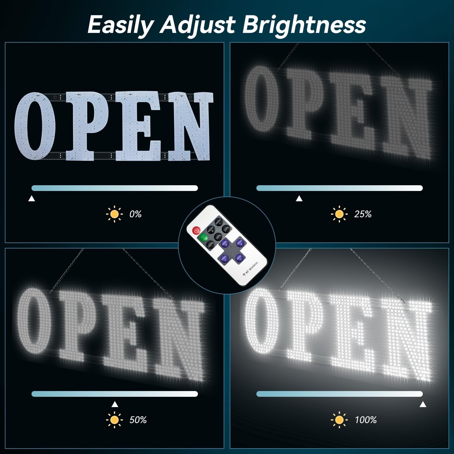 40″ x 14″ Large LED Open Sign with Remote Control High Bright Visibility