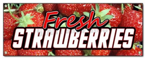 Signmission 72 Fresh Strawberries Banner Sign Fruit Stand Cart Signs