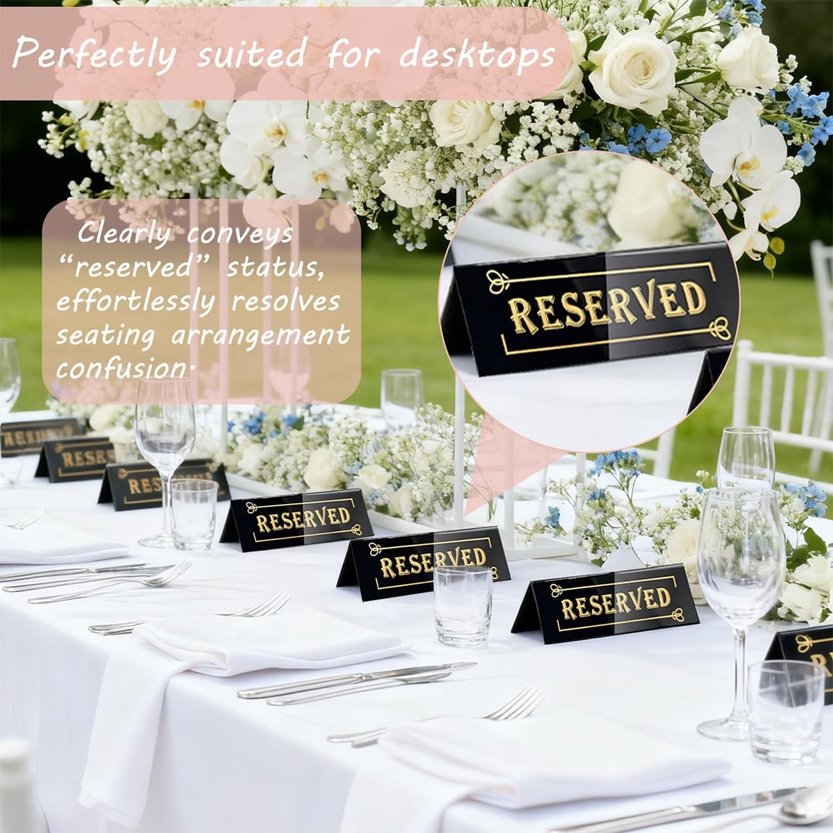 10PCS Acrylic Reserved Table Signs – 6x2x1.6 in Table Tent – Double-Sided, Wa…