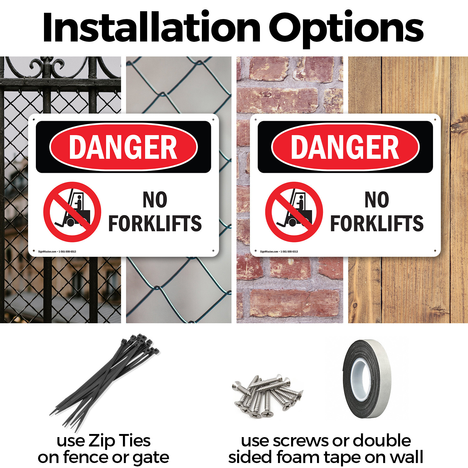 (2 Pack) No Forklifts OSHA Danger Sign Decal Metal Plastic
