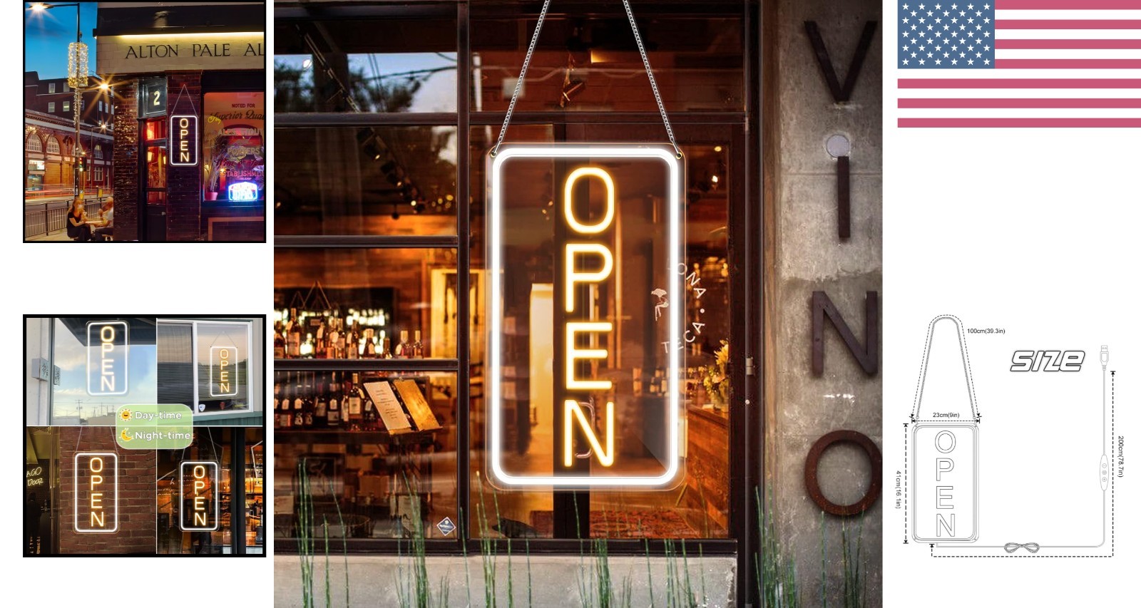 Durable USB-Powered 16×9 LED Open Sign with ON/OFF Switch – Perfect for Outdoors