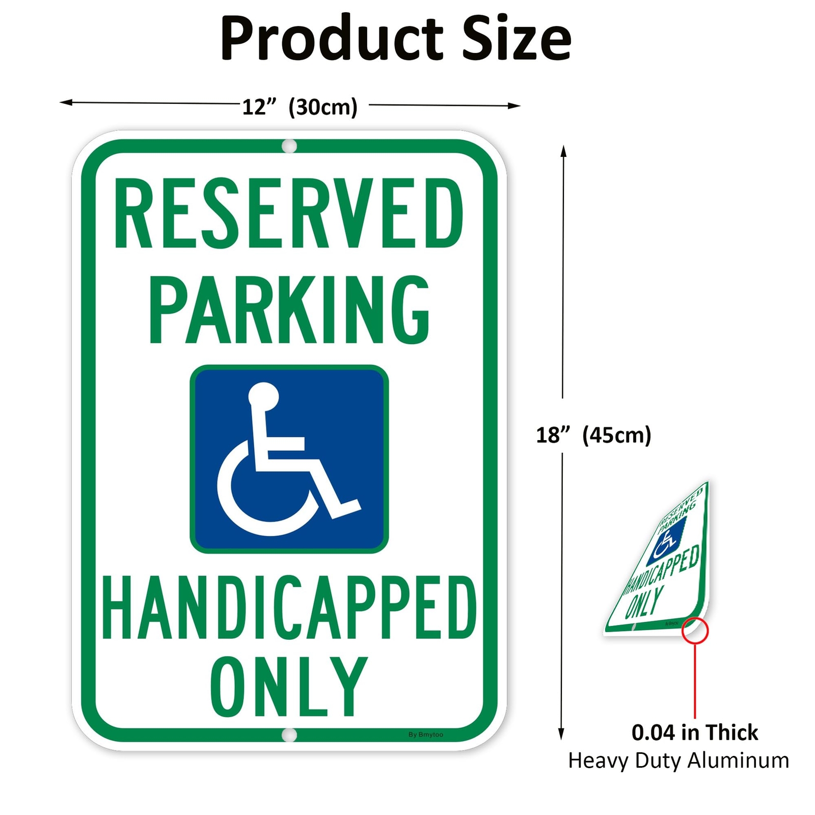 2 Pack 18×12″ Large Reserved Handicap Parking Sign Reflective Aluminum