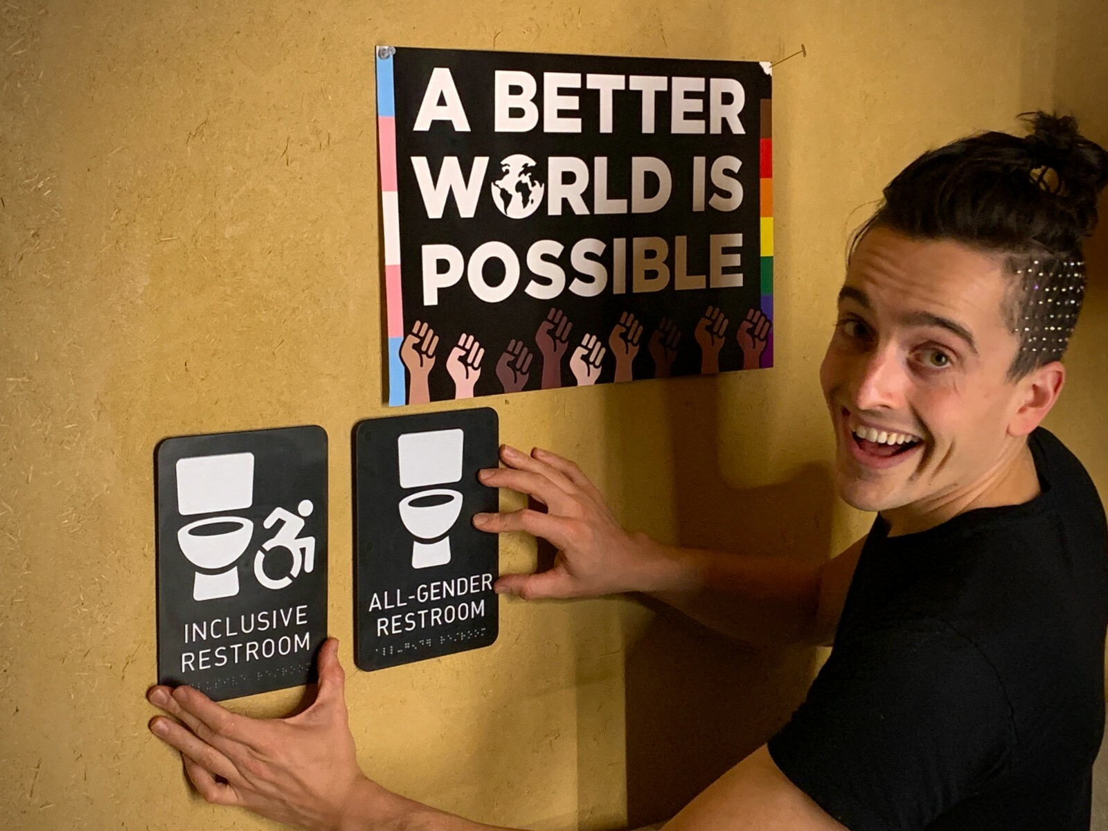 All Gender Restroom Sign • ADA certified braille toilet icon bathroom 