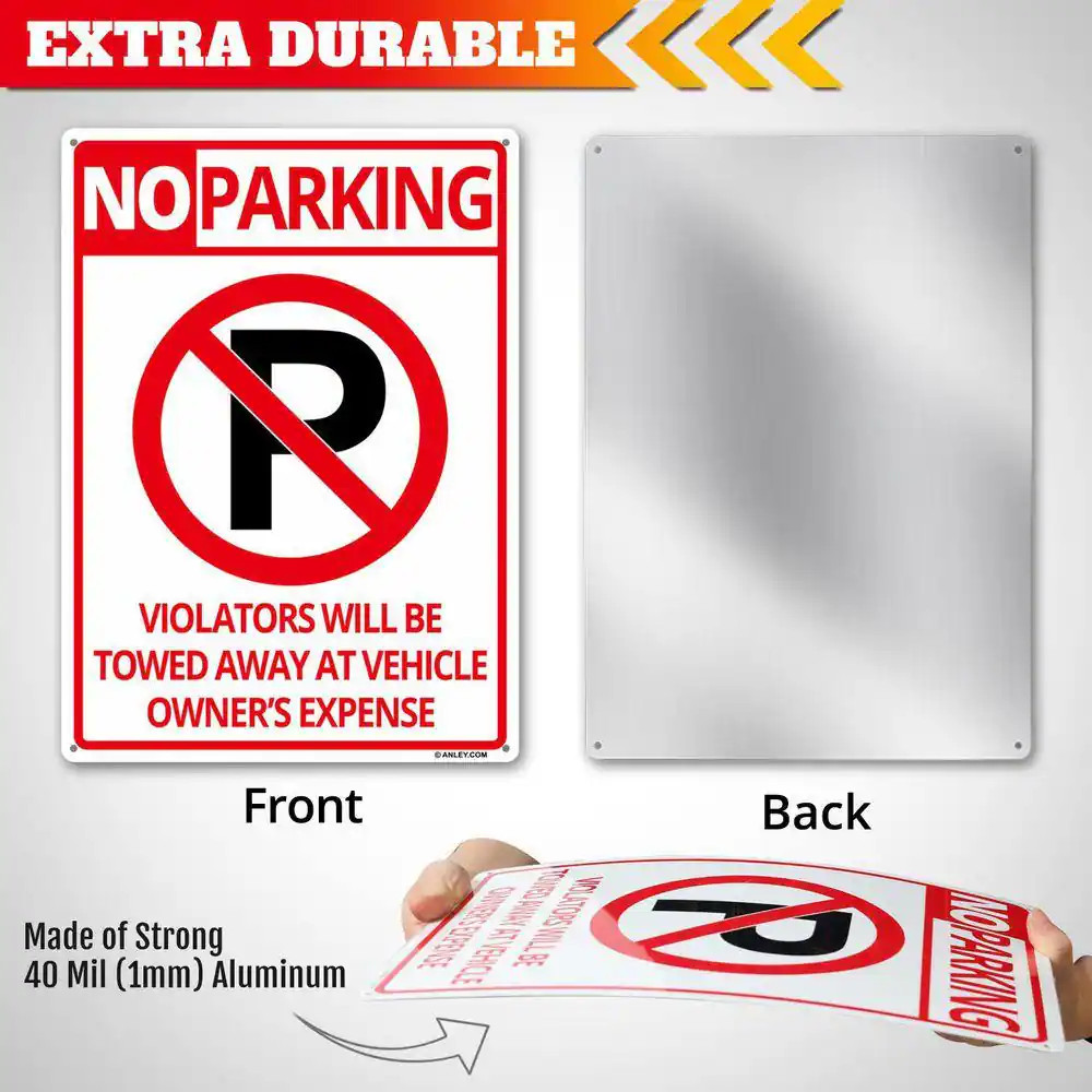14 In. X 10 In. No Parking Sign – Violators Will Be Towed Away at Vehicle Owners