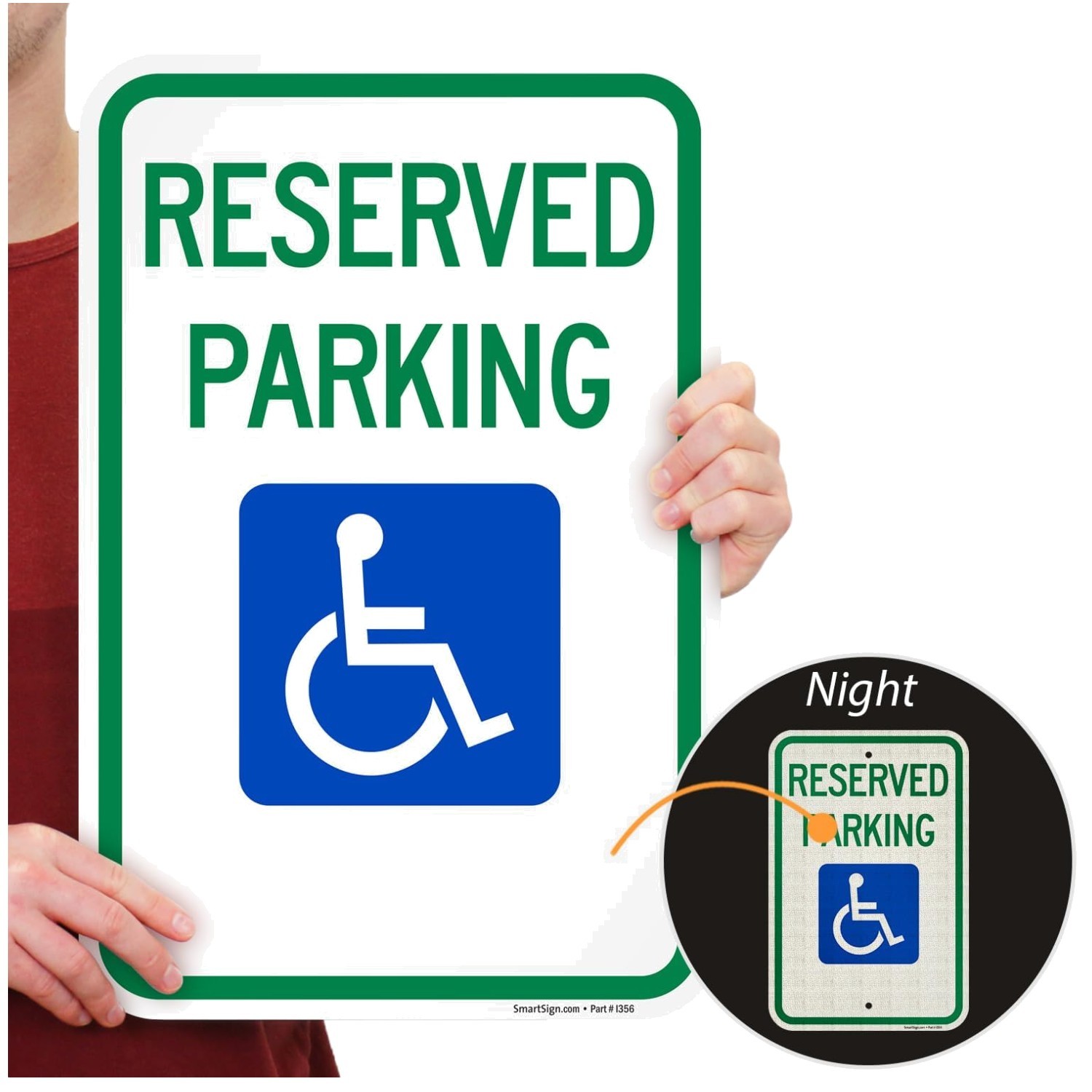 Blue/Green Reflective Reserved Parking Signs, 4 Pack – 18×12