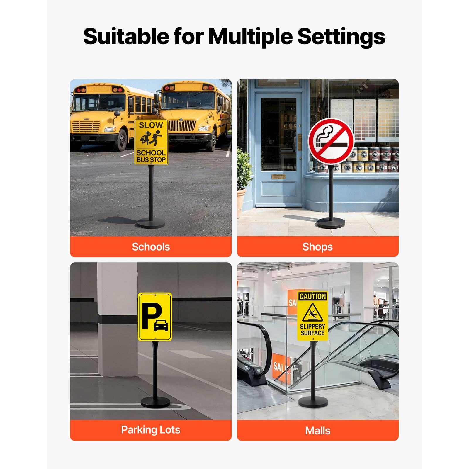 Uimoso Portable Sign Post 2-Pack Sign Stands 4 ft Tall Metal for Outdoor Parking