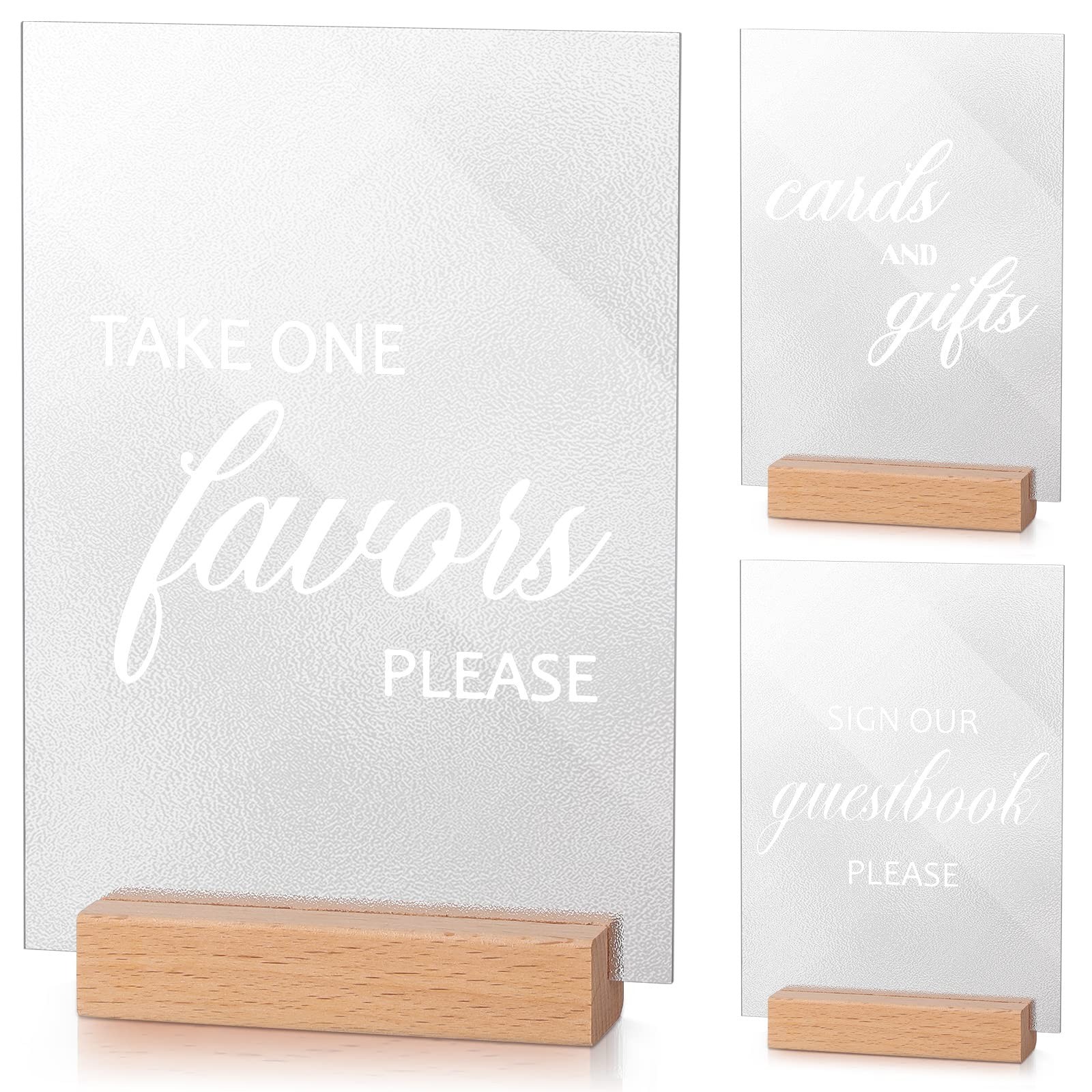 3 PCS 5×7 Inch Acrylic Wedding Signs with Stands for Guest Book, Gifts Table