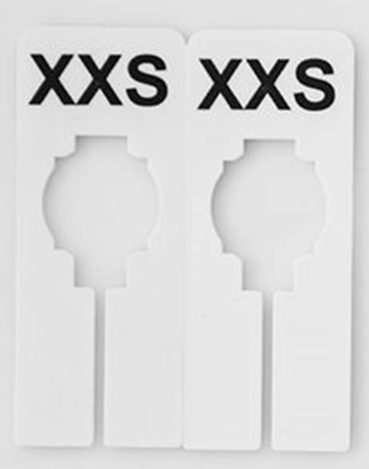 QSDWBKIT4, White Rectangular Clothing Size Dividers with Black Print for XXS-XXL