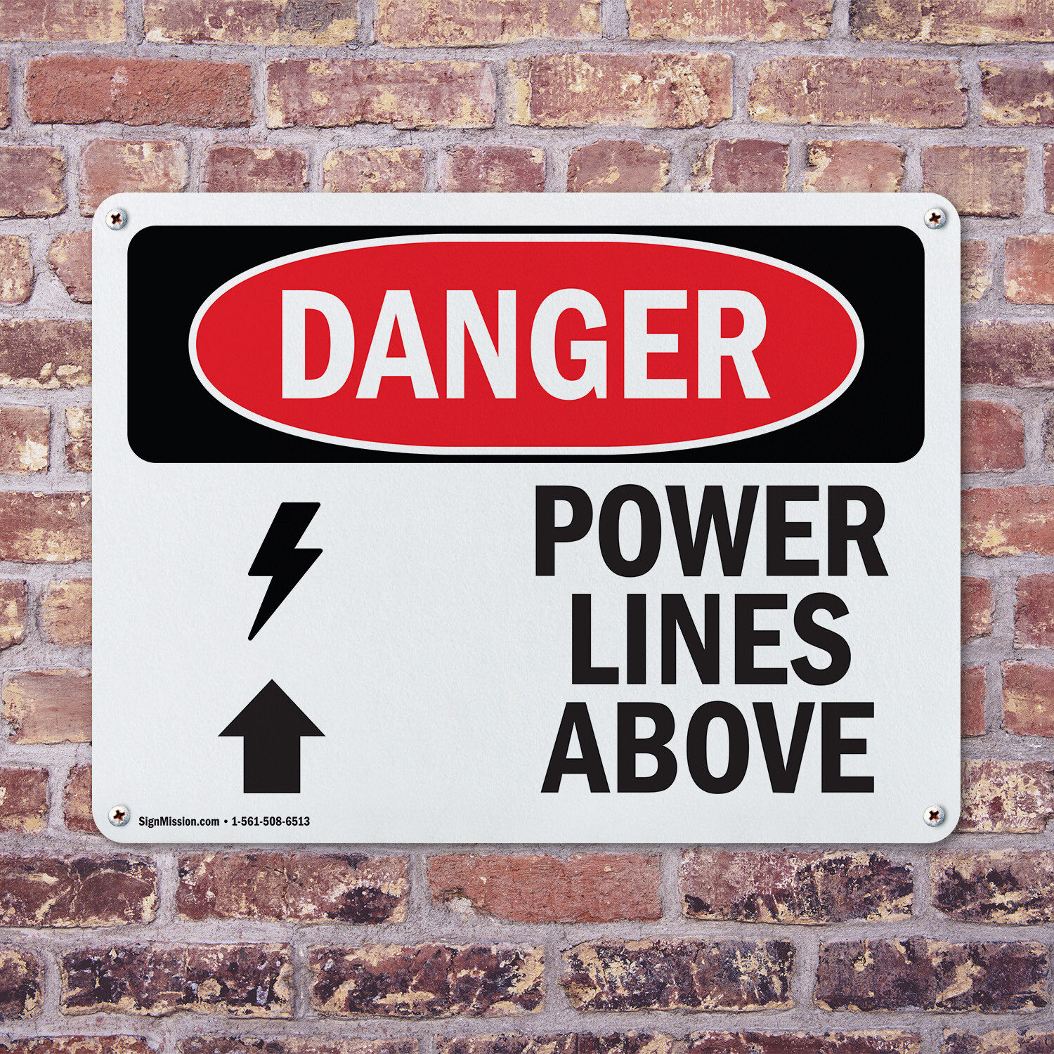 (2 Pack) Power Lines Above OSHA Danger Sign Decal Metal Plastic