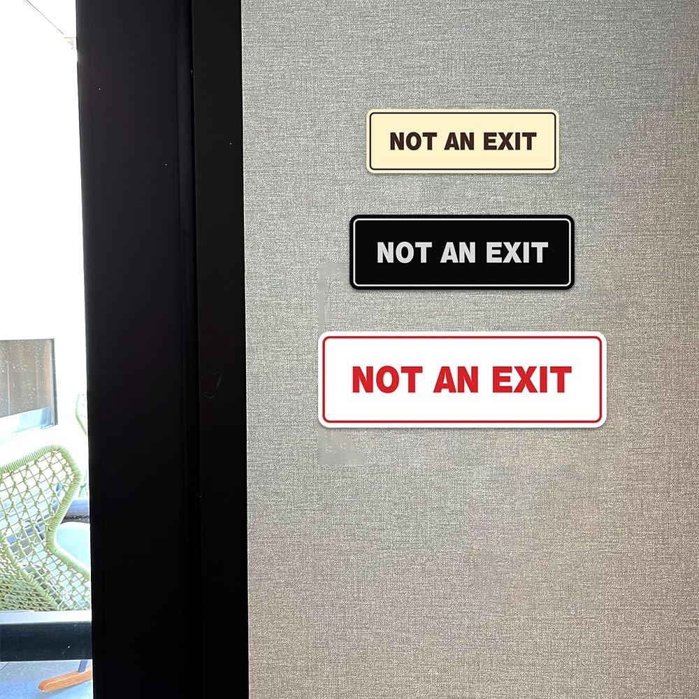 1 Pack Black Large Standard Not An Exit Wall Or Door Sign DoubleSided Foam Tape