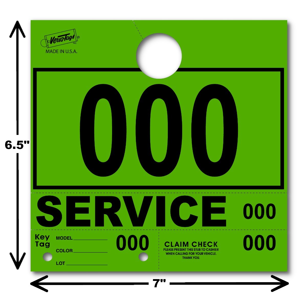 Light Green Service Department Hang Tags Window Tag 1000 Per Box