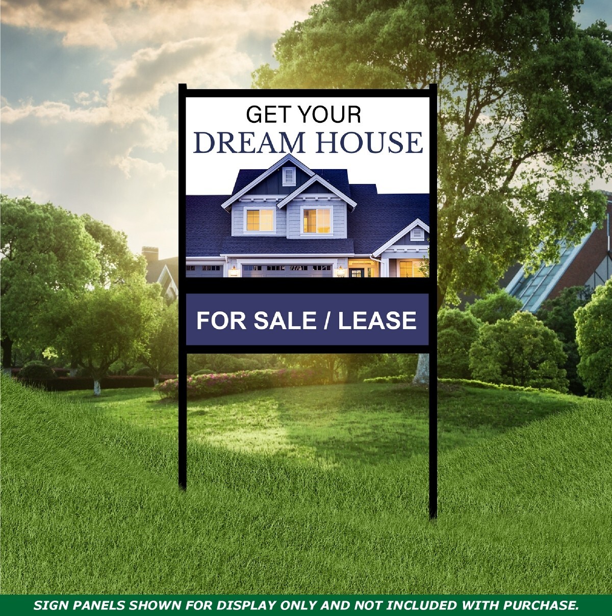 Real Estate Yard Sign Metal Frame, 18 x 24 Slide-In (1) Rider, Black (Pack of 1)