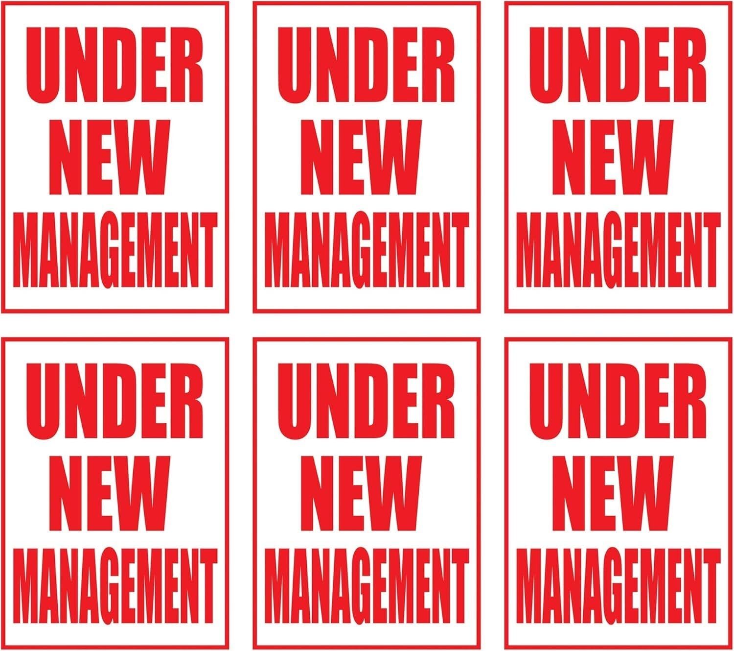 Under New Management Retail Window Display Paper Signs | Pack of 6 | 18″w x 24″h