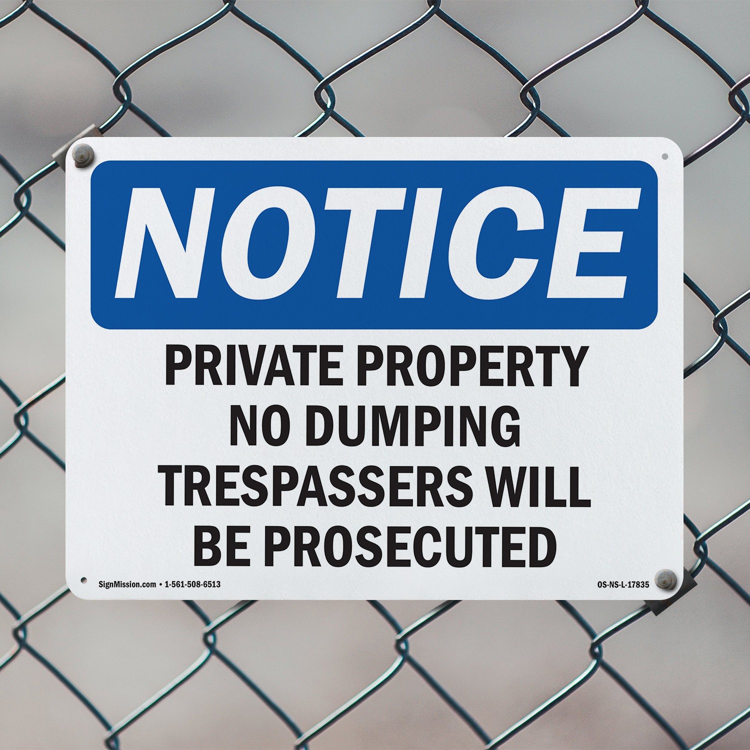 Private Property No Dumping Trespassers OSHA Notice Sign Or Decal – 5 or 10 Pack