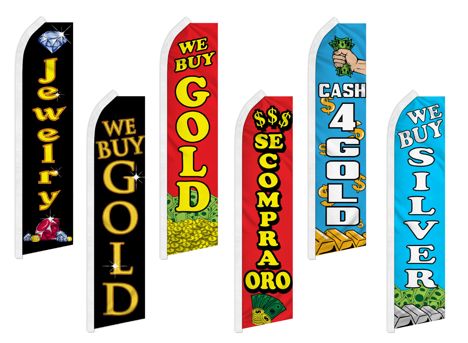 Jewelry Store Swooper Feather Flutter Flag We Buy Gold Silver