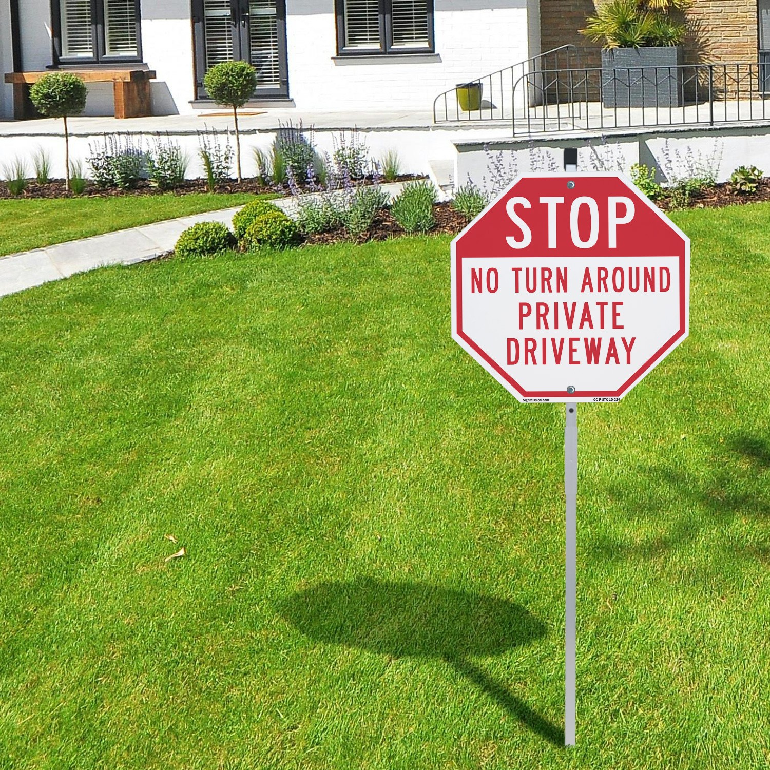 Stop No Turn Around Private Drive Octagon Sign With Stake Weather Resistant