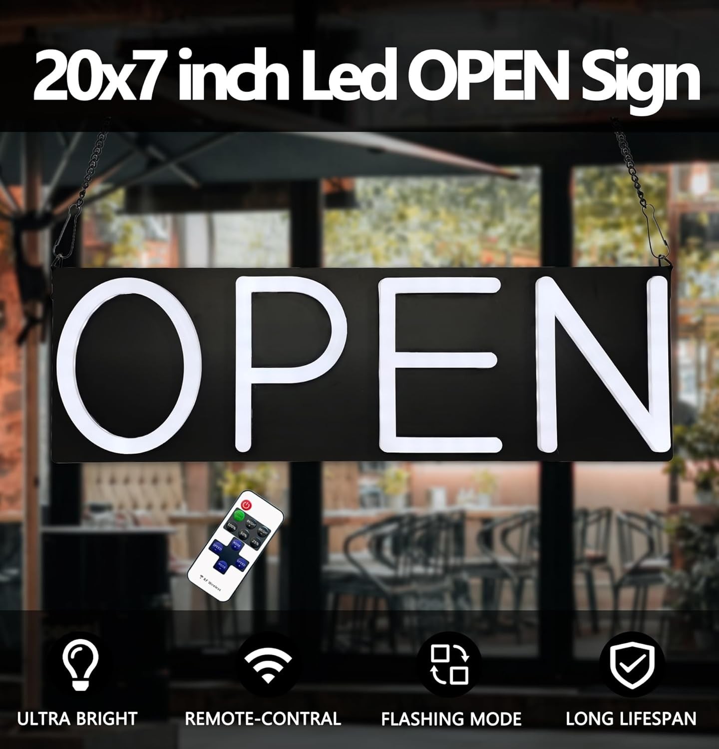 Open Signs for Business,Neon Open Sign Led,20×7 inch with Remote Control,Brig…