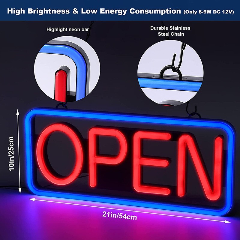 Large LED Open Sign 21″ Neon Light Bright for Restaurant Bar Store Shop Business