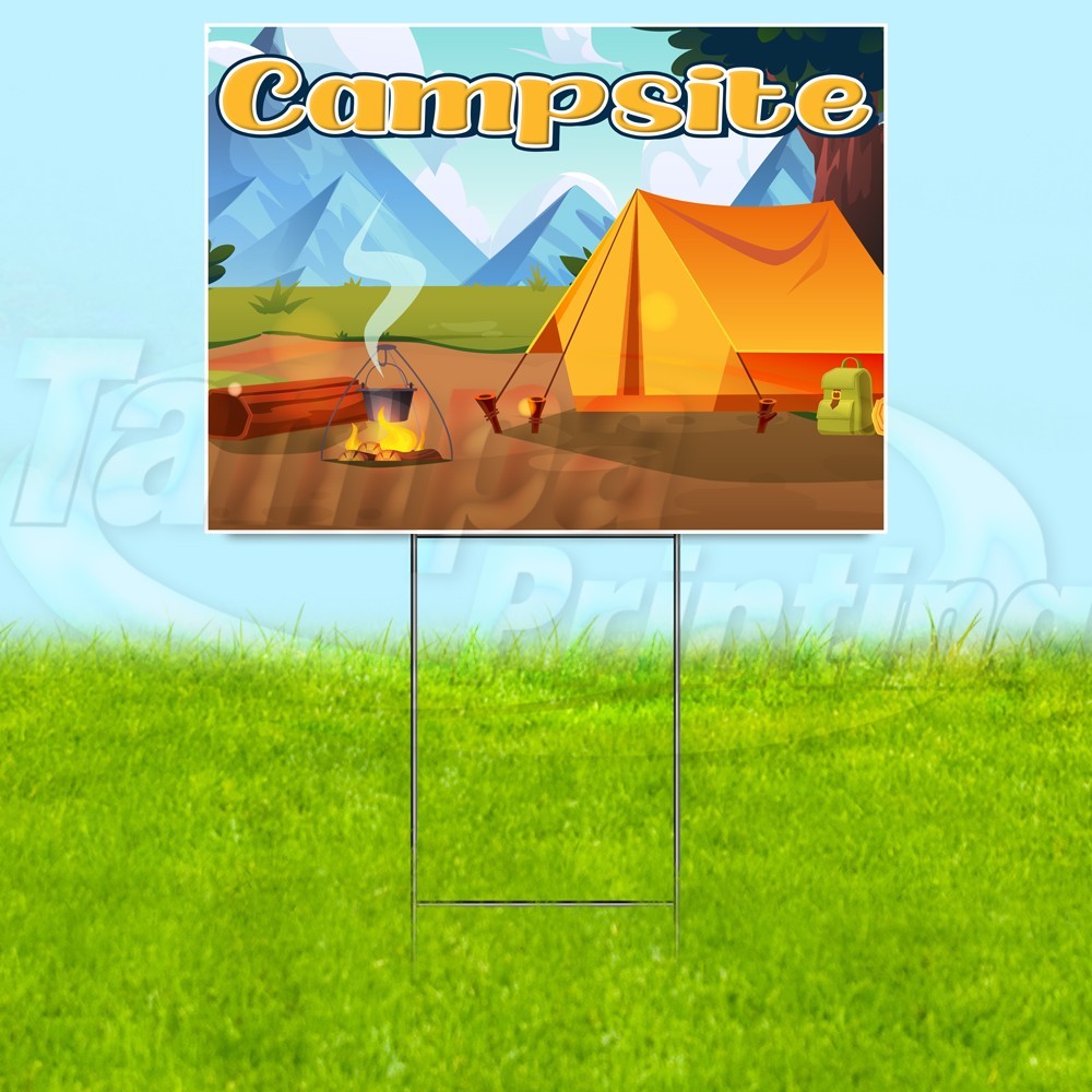 CAMPSITE 18×24 Yard Sign Camping Plastic Corrugated WITH STAKE USA YS07647