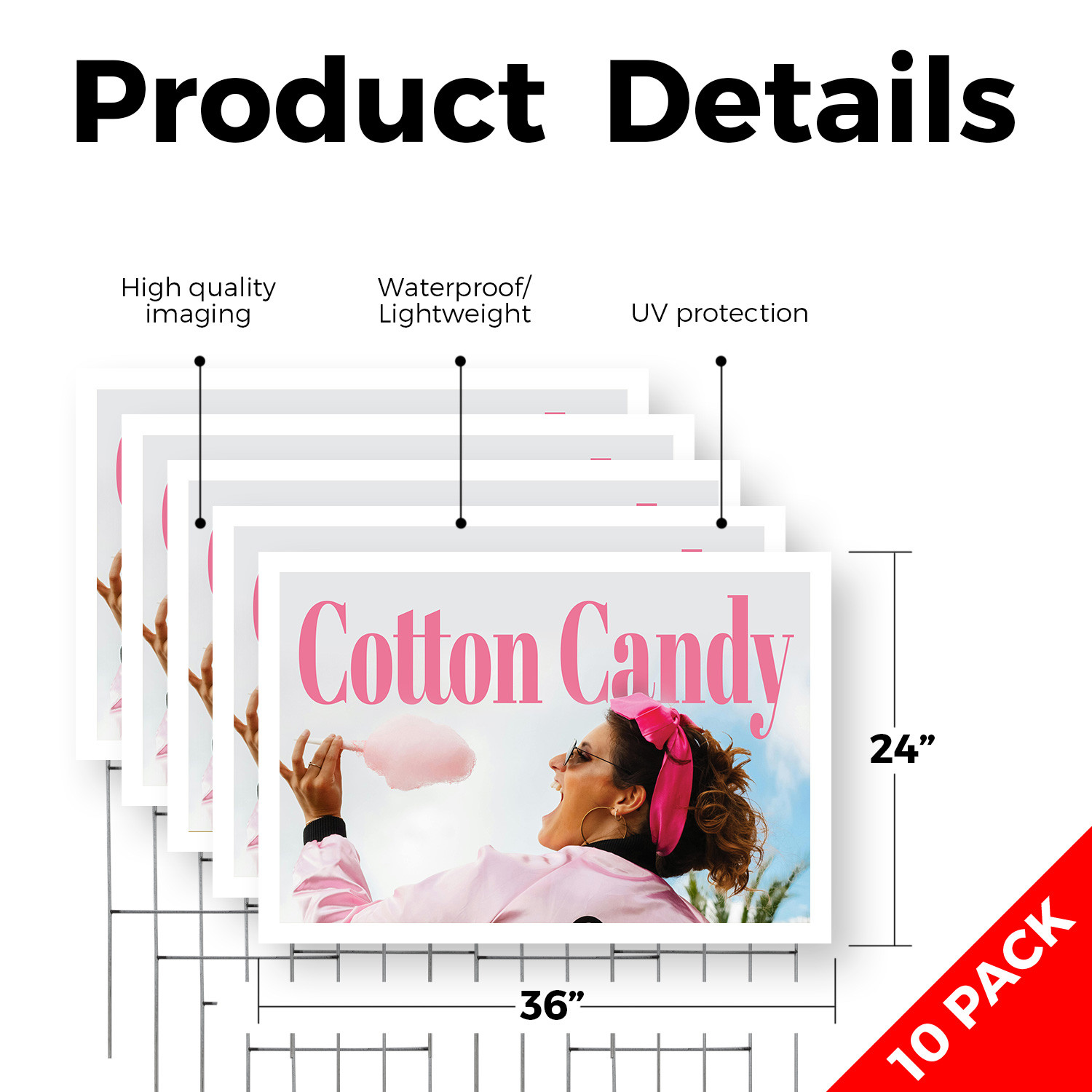 Cotton Candy Yard Sign Carnival Treats, Freshly Spun, Perfect for Events