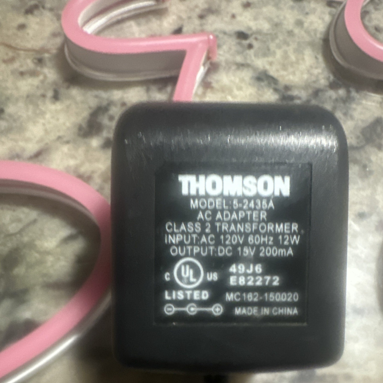 THOMSON Pink Neon Illuminated Sign Model 5-2435A Electric Includes Hardware