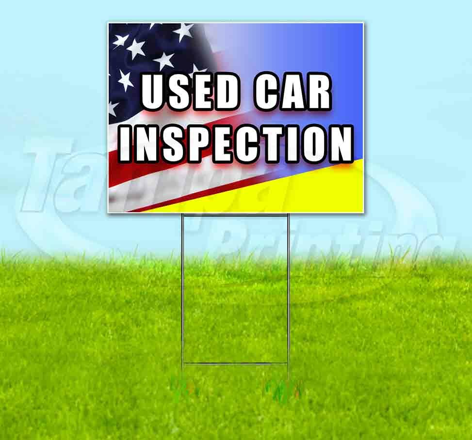 USED CAR INSPECTION Yard Sign Corrugated Plastic Bandit Lawn Decoration
