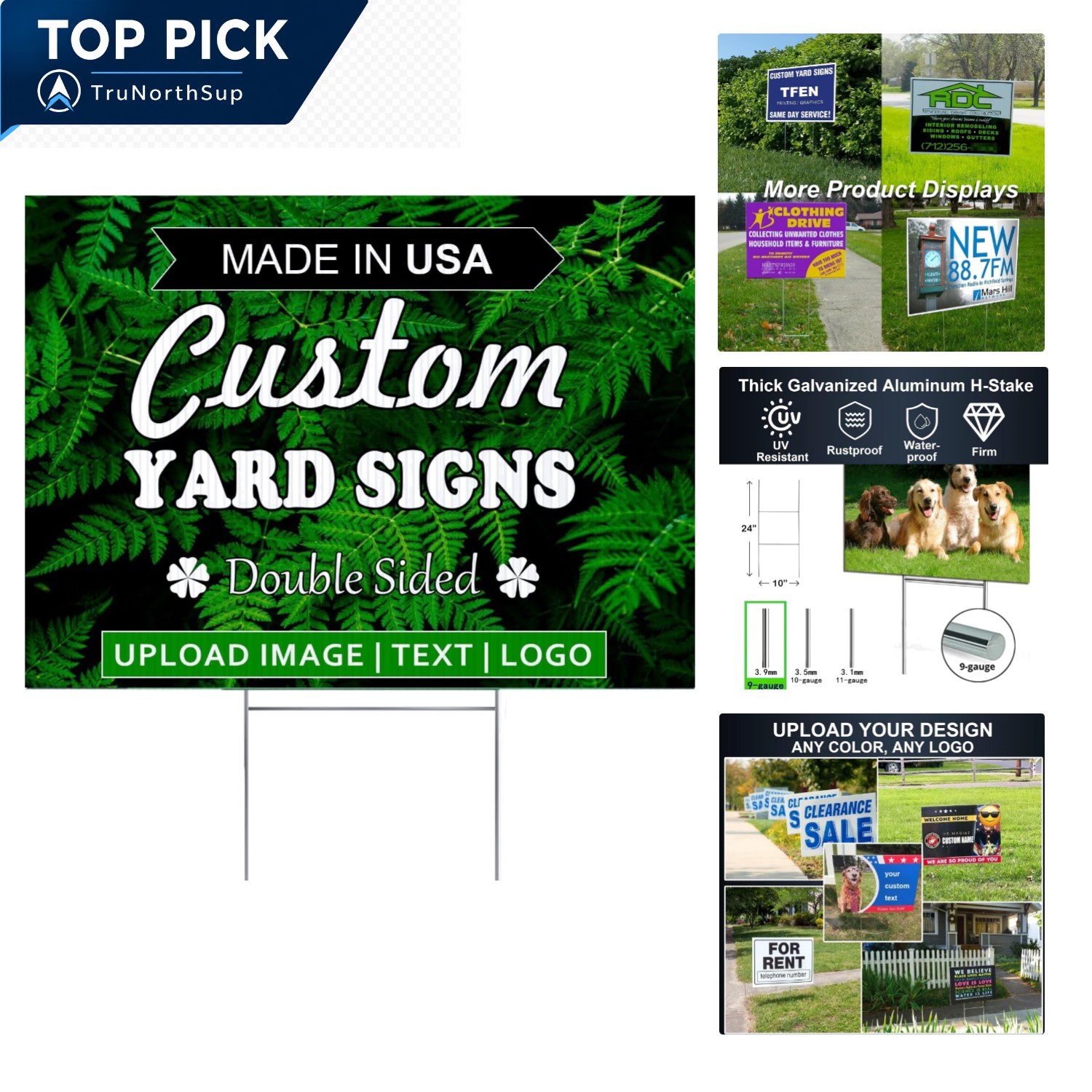 Custom yard signs 12×9 18×12 24×18 36×24 double-sided Rust-proof H-stake incl…